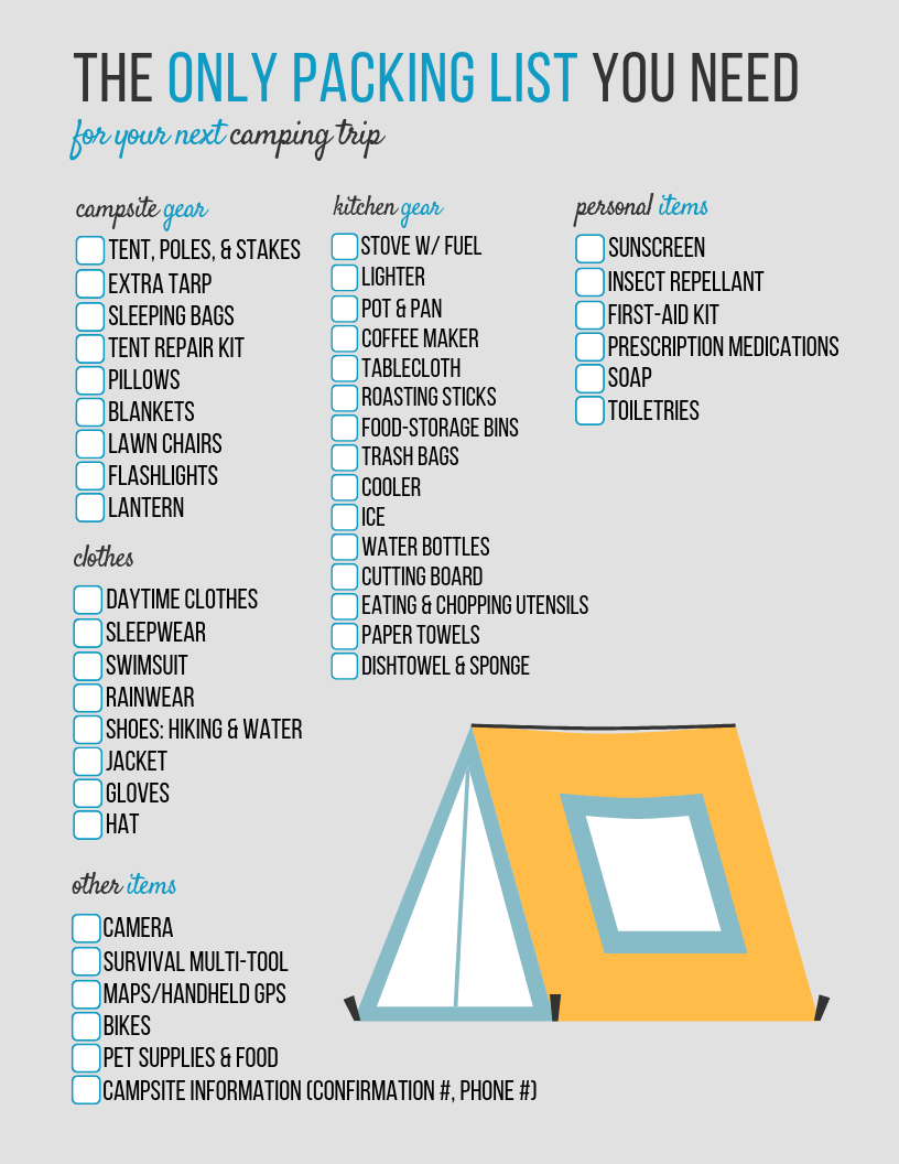The only packing list you need for your next camping trip
