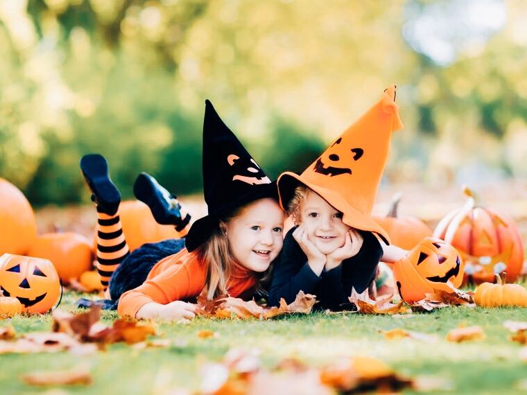 Two young girls dressed up for Halloween
